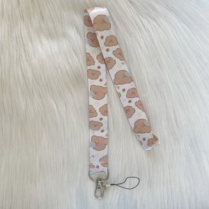 Cute little bear and strawberry lanyard